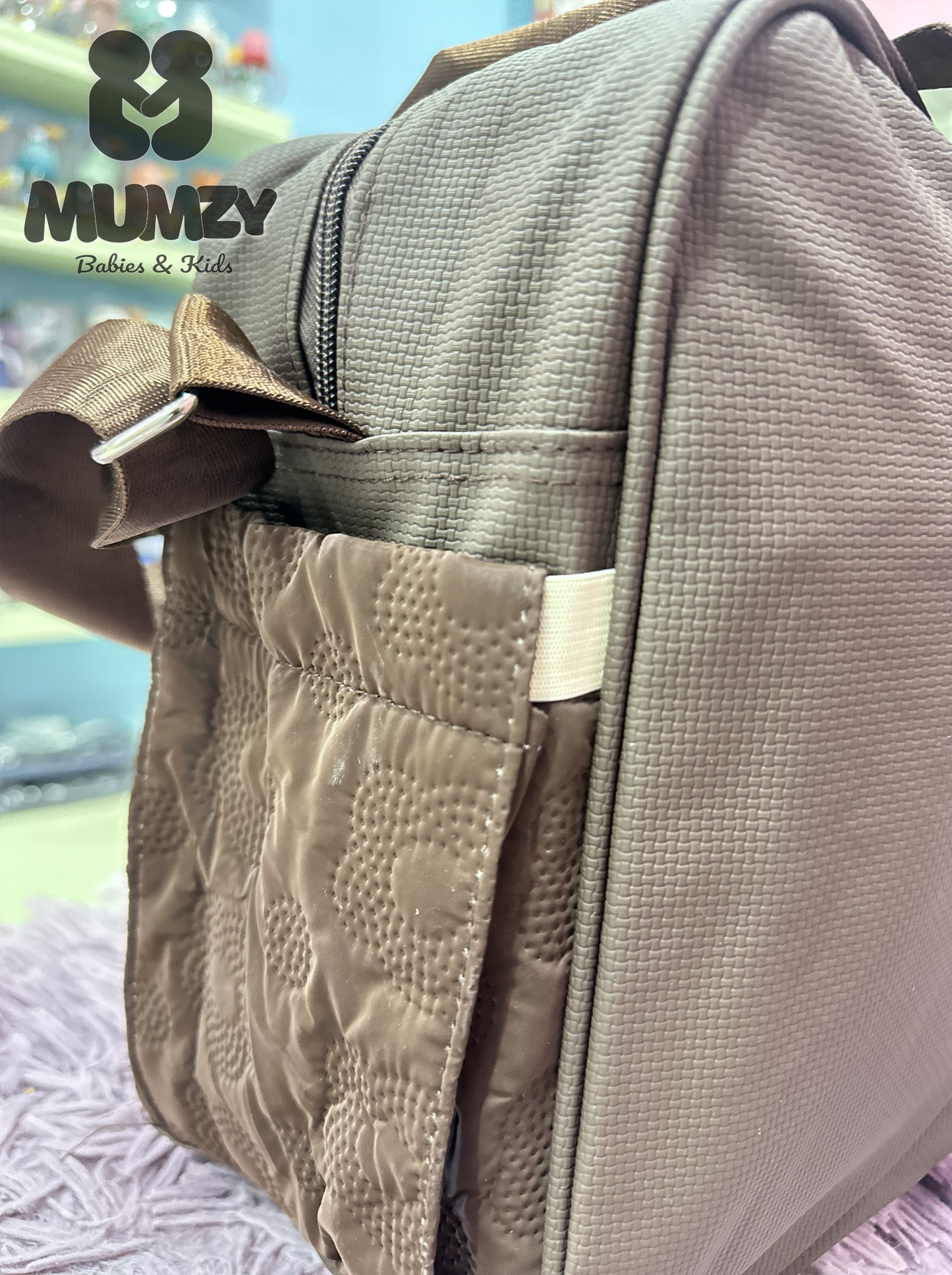 Mumzy Embossed Floral Baby Diaper Bag | Quilted Maternity Tote & Nappy Bag