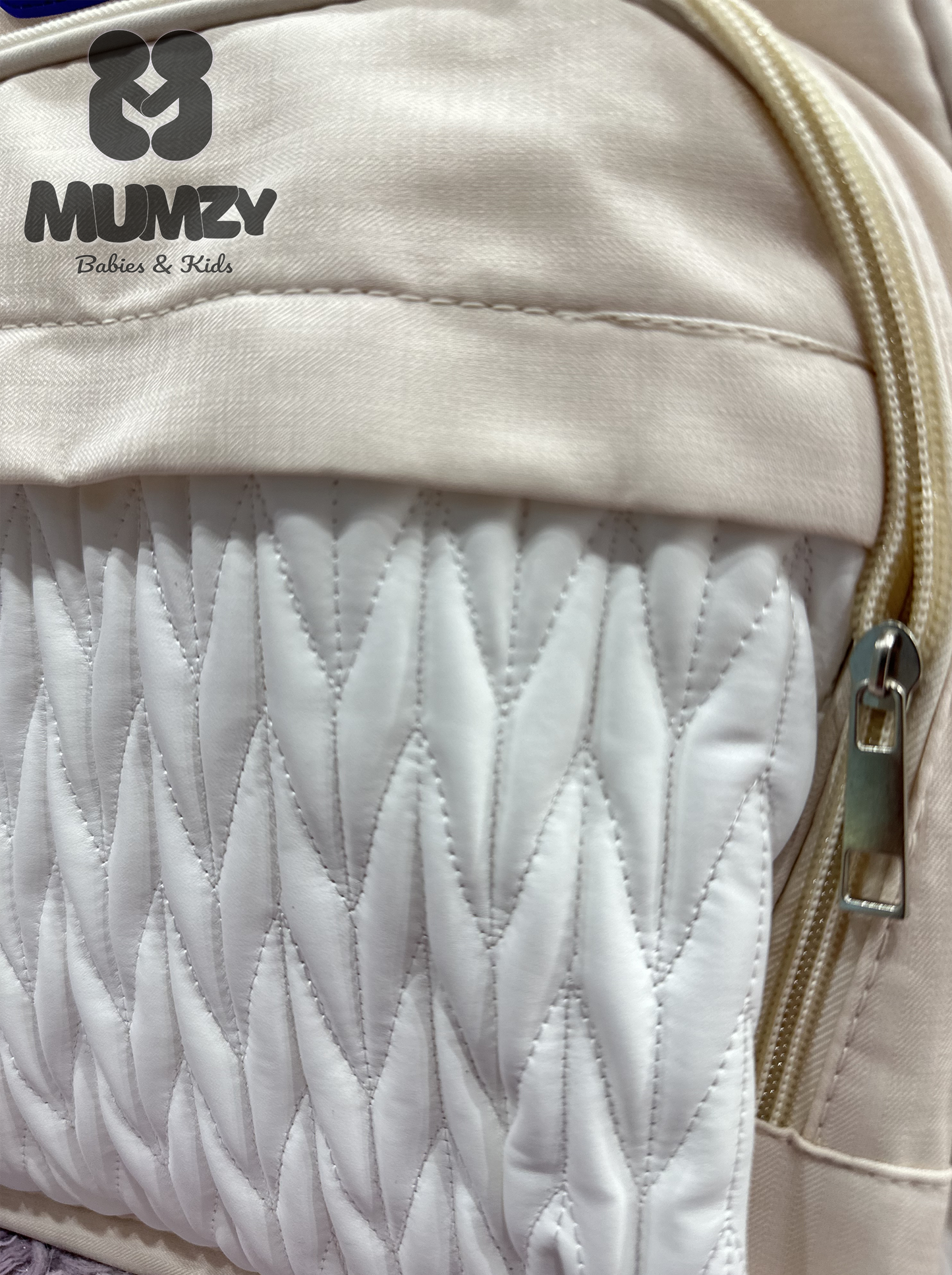 Mumzy Quilted Chevron Baby Diaper Bag | Maternity Multi-Pocket Travel Tote & Nappy Bag