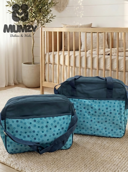 Mumzy 2-Piece Embroidered Baby Diaper Bag Set | Maternity Travel Tote & Nappy Bag