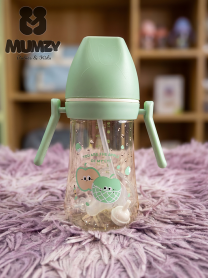 First Steps 330ml Wide Mouth Baby Bottle with Soft Silicone Nipple and Filtered Pipe