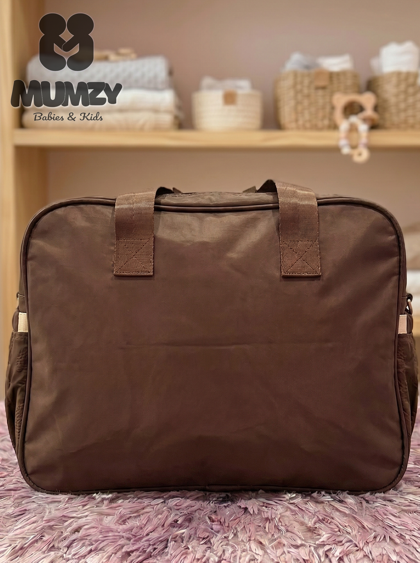 Mumzy Embossed Floral Baby Diaper Bag | Quilted Maternity Tote & Nappy Bag