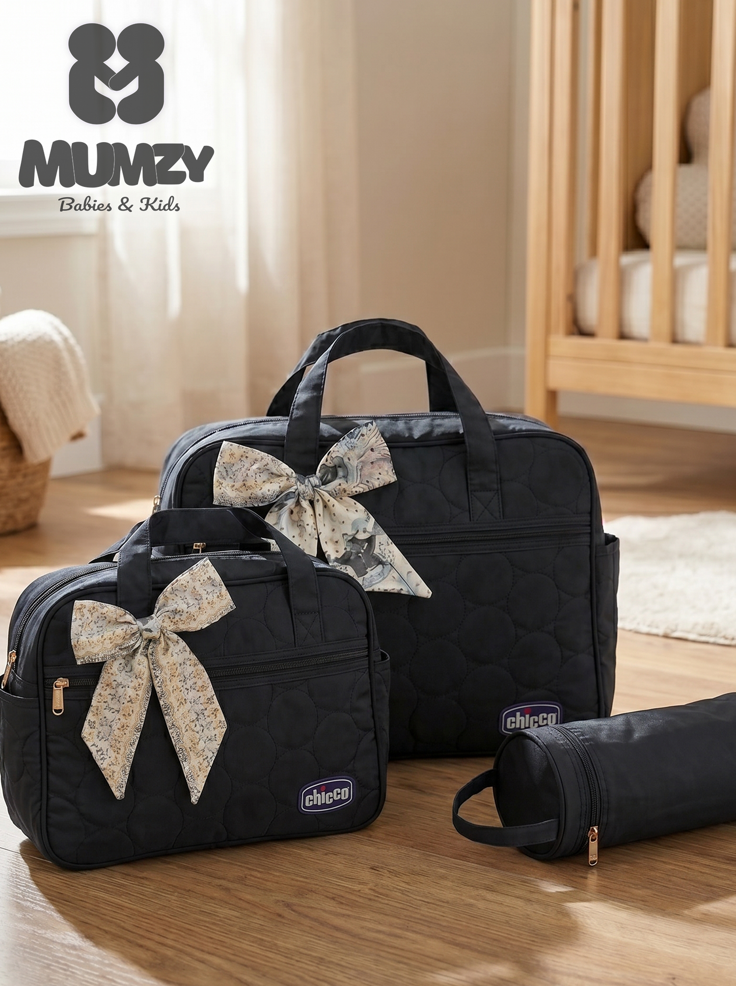 Chicco 3-Piece Quilted Diaper Bag Set | Maternity Travel Tote