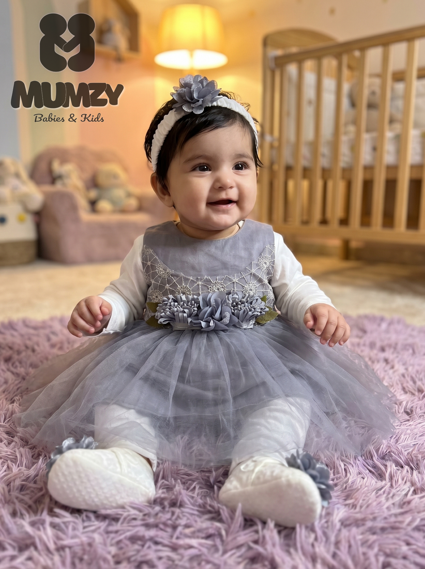 MUMZY Elegant Baby Girl Dress & Layering Set (5-Piece)