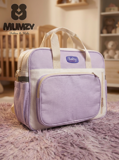 Mumzy Textured Two-Tone Baby Diaper Bag | Multi-Pocket Maternity Tote & Nappy Bag
