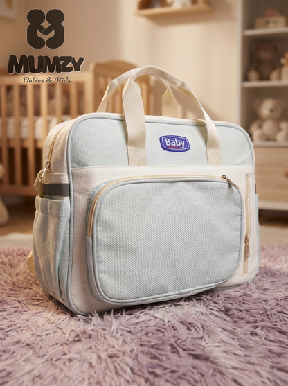 Mumzy Textured Two-Tone Baby Diaper Bag | Multi-Pocket Maternity Tote & Nappy Bag
