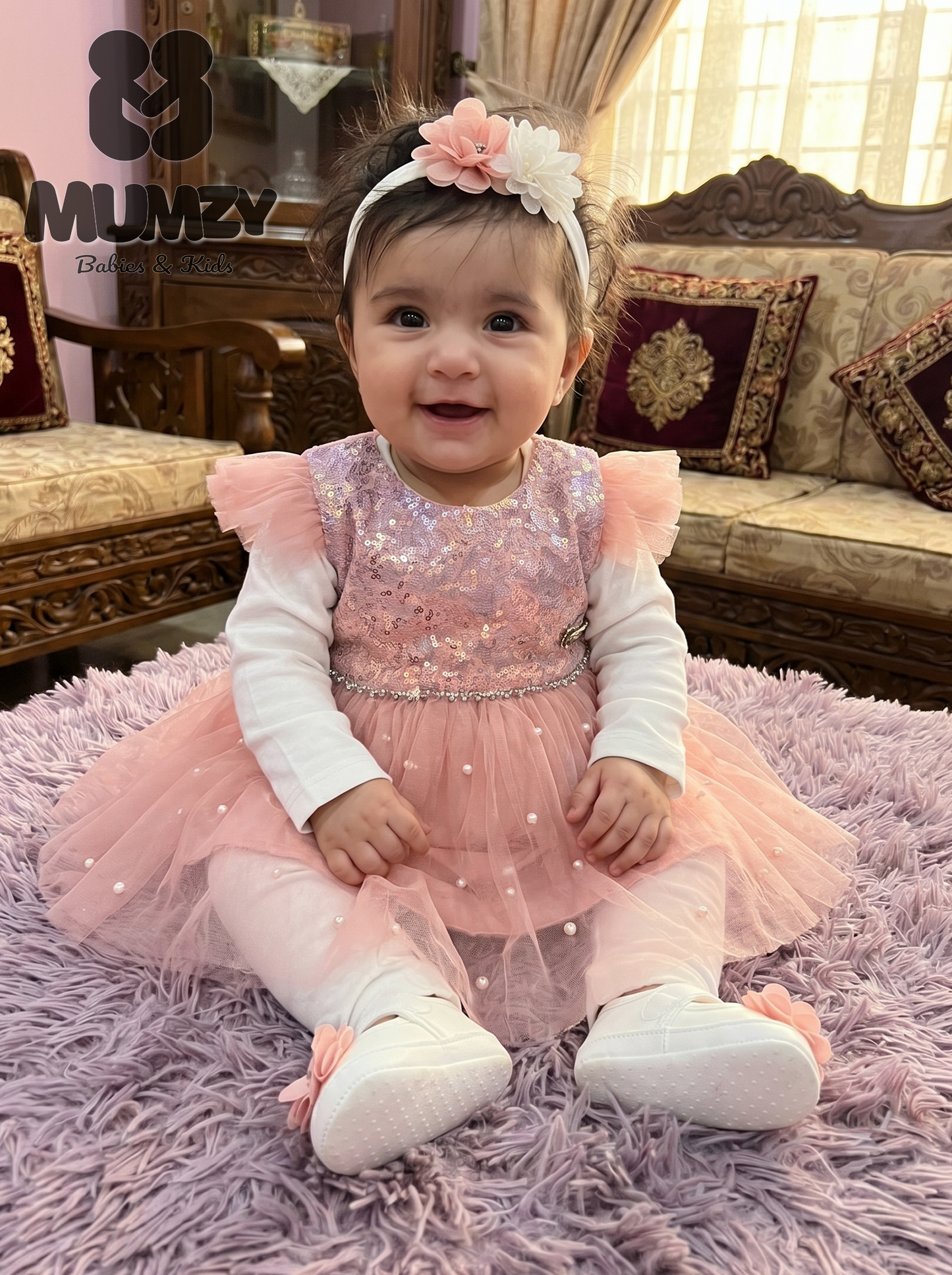 MUMZY Elegant Baby Girl Dress & Layering Set (5-Piece)