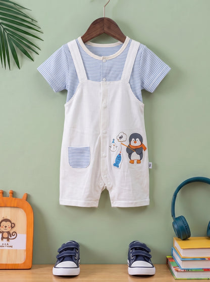 Imported Striped Baby Summer Romper | Short Sleeve One-Piece Bodysuit
