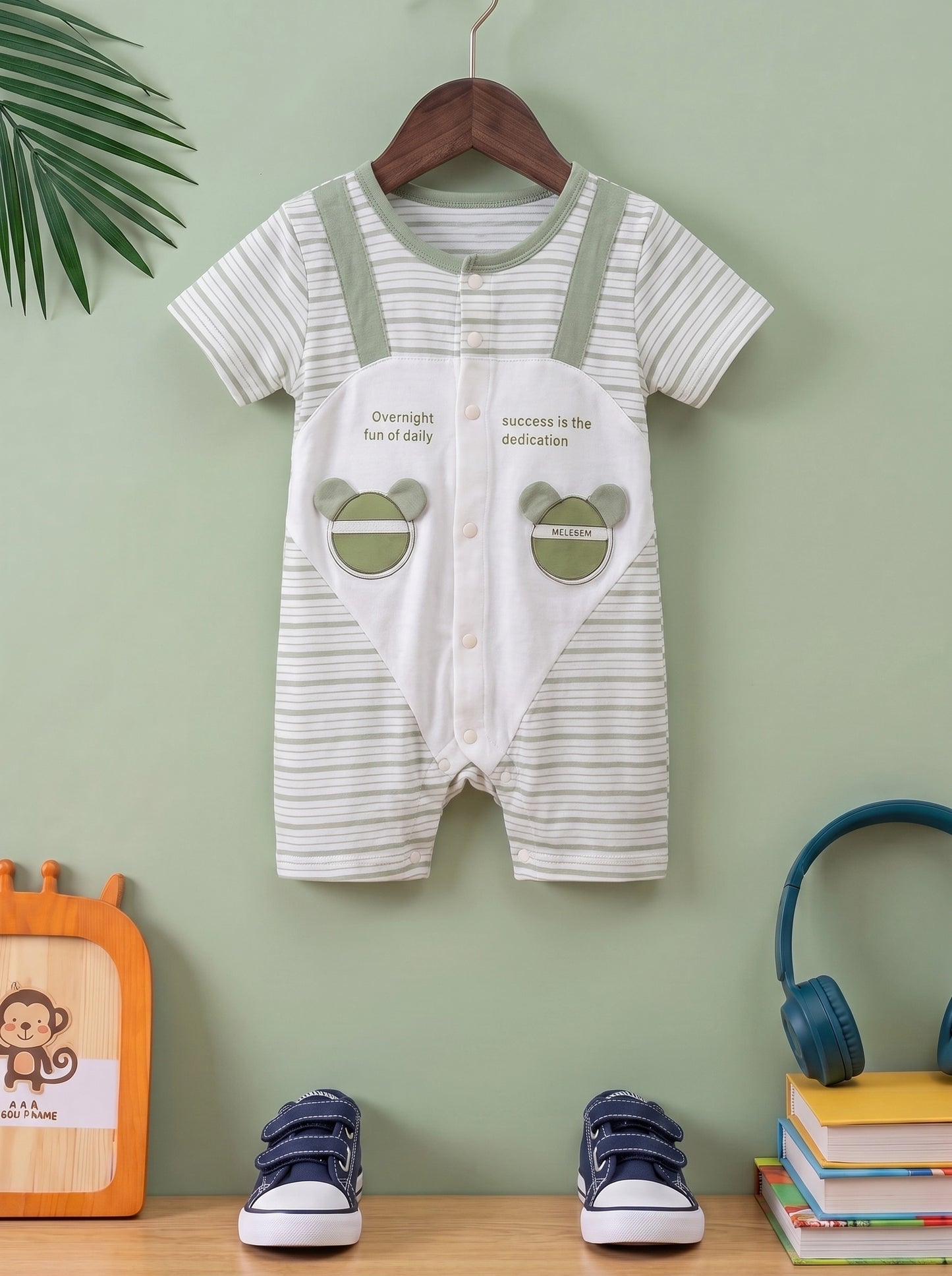 Imported Striped Baby Summer Romper | Short Sleeve One-Piece Bodysuit