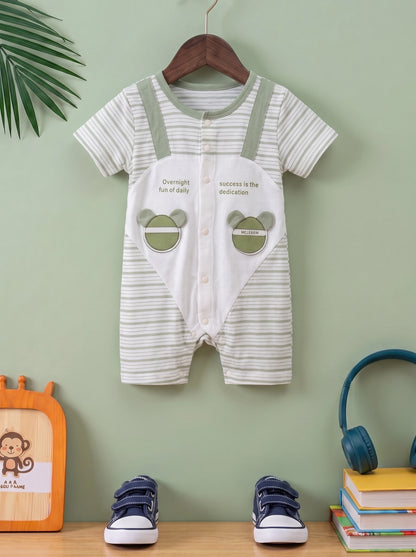Imported Striped Baby Summer Romper | Short Sleeve One-Piece Bodysuit