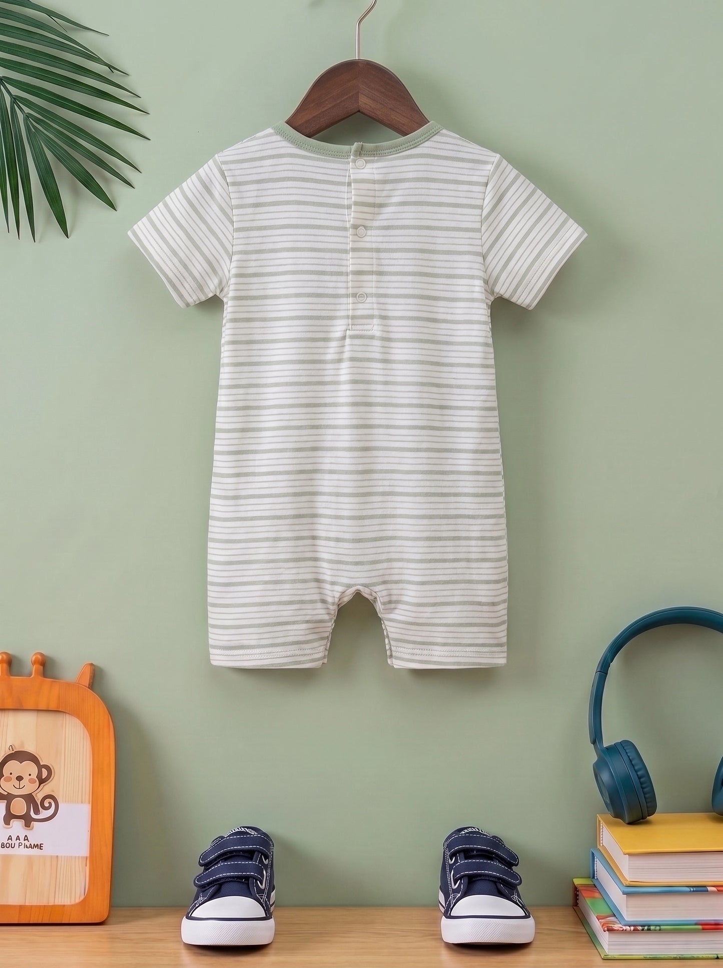 Imported Striped Baby Summer Romper | Short Sleeve One-Piece Bodysuit