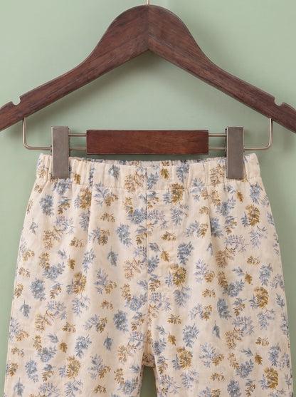 Vintage Floral Faux-Dungaree Tee & Shorts Set