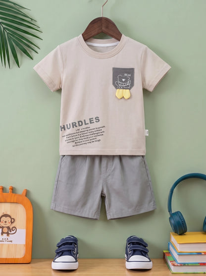Brave Little Bear "Hurdles" Tee & Shorts Set
