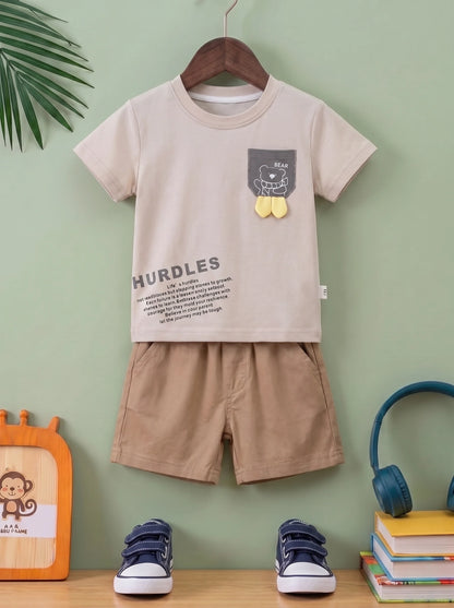 Brave Little Bear "Hurdles" Tee & Shorts Set