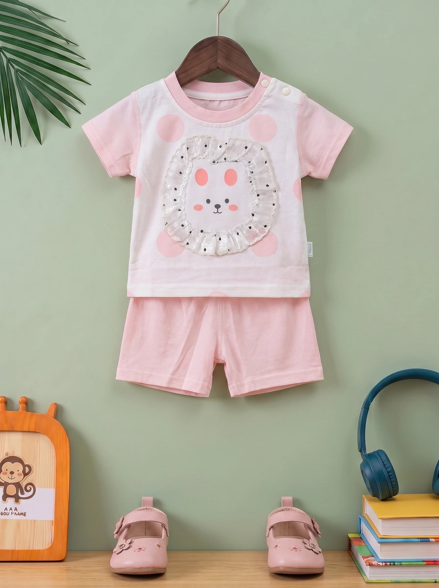Adorable Bunny Ruffle-Face Tee & Shorts Set