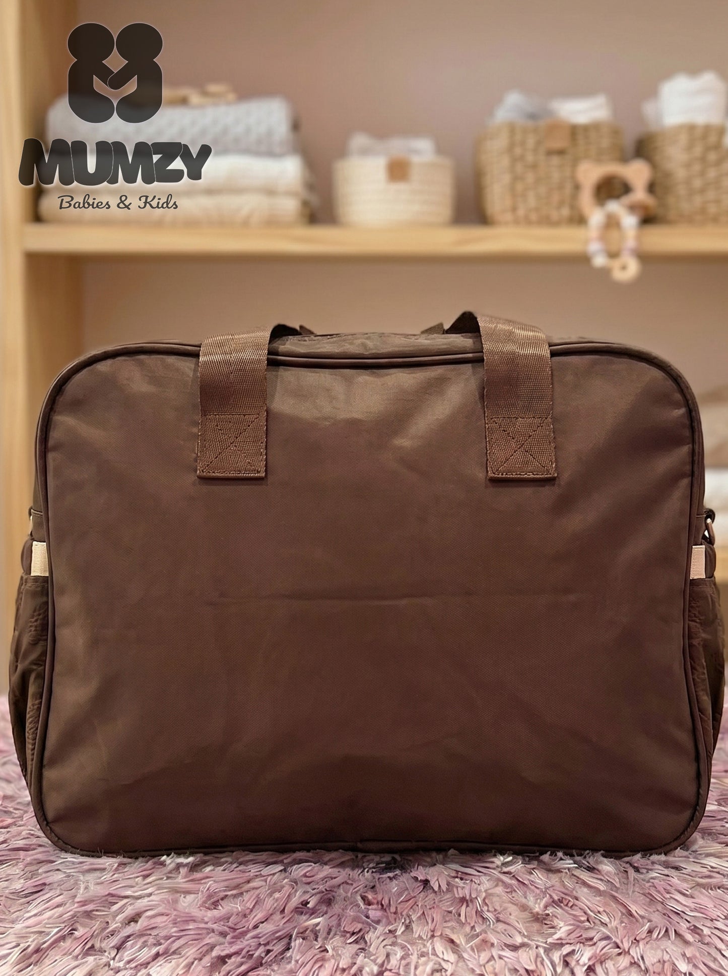 Mumzy Embossed Floral Baby Diaper Bag | Quilted Maternity Tote & Nappy Bag