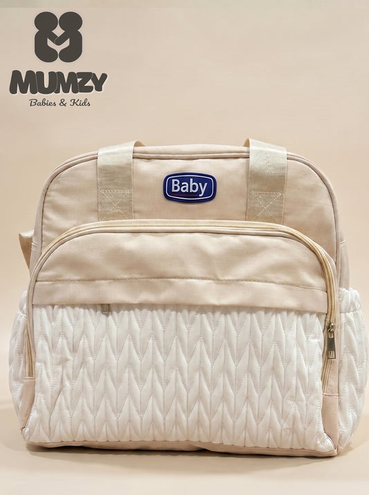 Mumzy Quilted Chevron Baby Diaper Bag | Maternity Multi-Pocket Travel Tote & Nappy Bag