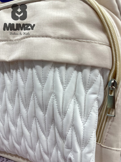 Mumzy Quilted Chevron Baby Diaper Bag | Maternity Multi-Pocket Travel Tote & Nappy Bag