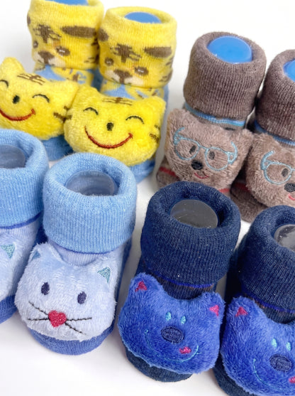 4-Pair 3D Plush Baby Socks Gift Set (0-12M)