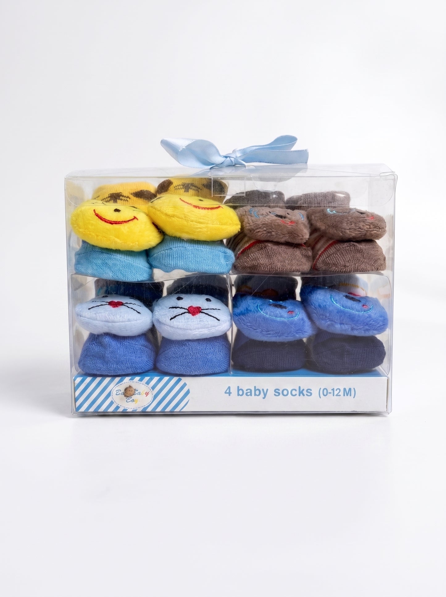 4-Pair 3D Plush Baby Socks Gift Set (0-12M)