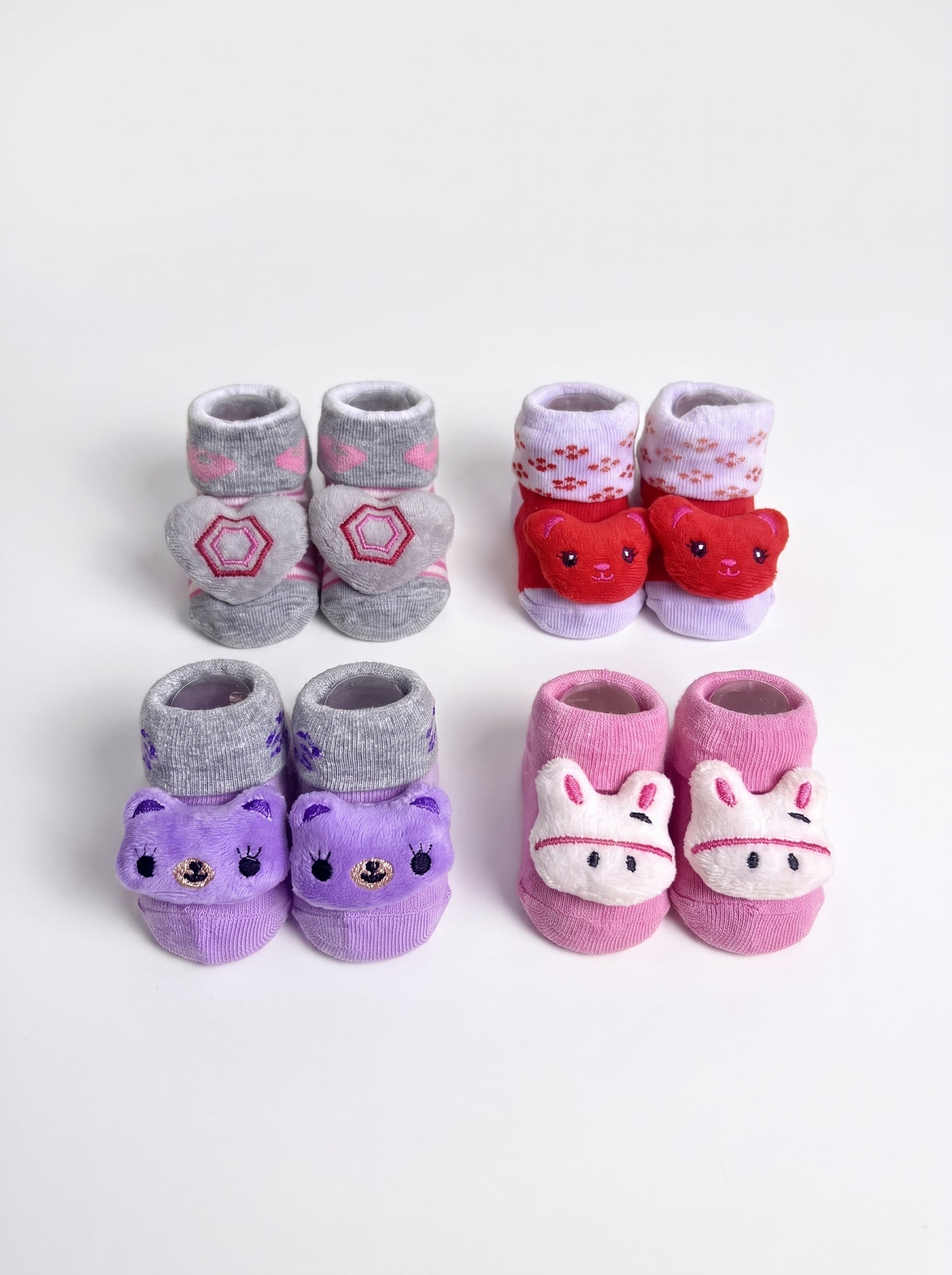 4-Pair 3D Plush Baby Socks Gift Set (0-12M)