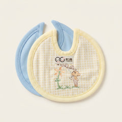 Embroidered Teddy Baby Bib Set — Yellow Gingham Teddy